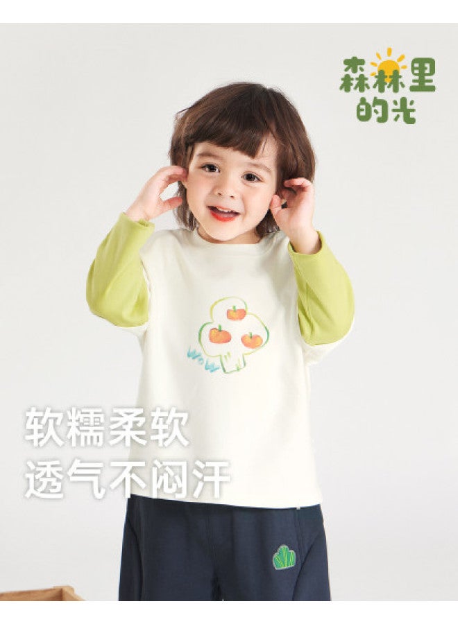 Boys' T-shirt Long Sleeve Fake Two-piece Patchwork Spring/autumn Style Baby Round Neck T-shirt Girls - Image 1