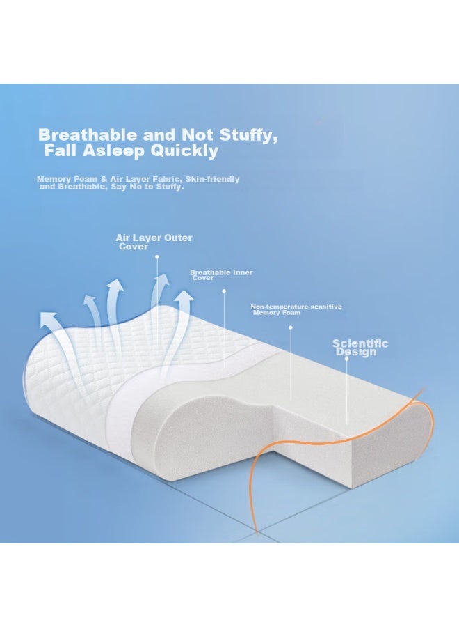 Mlily Memory Foam Pillow, Neck Slow Rebound Cervical Pillow, Memory Pillow, Adult Sleeping Pillow, 60*30*10/8cm - Image 2