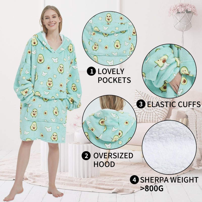 Fiosnow Avocado Blanket Hoodies for Women and Men Adult Oversize Wearable Blanket Hoodies for Soft and Warm - Image 4