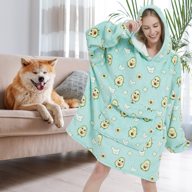 Fiosnow Avocado Blanket Hoodies for Women and Men Adult Oversize Wearable Blanket Hoodies for Soft and Warm - Image 2