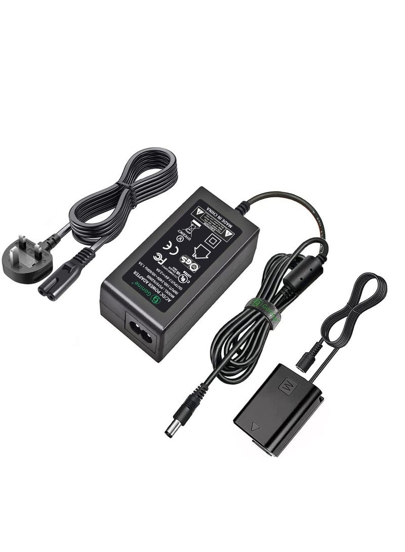 Gravity AC-PW20 AC Power Adapter NP-FW50 Dummy Battery Kit for Sony Alpha ZV-E10, A7, A7R, A7S, A7II, A7RII, A7SII, A6500, A6400, A6300, A6100, A6000, A5100, A5000, RX10 II/III/IV, NEX-3/5/7 Cameras ‚Äì Continuous Power Supply for Extended Shoots - Image 1