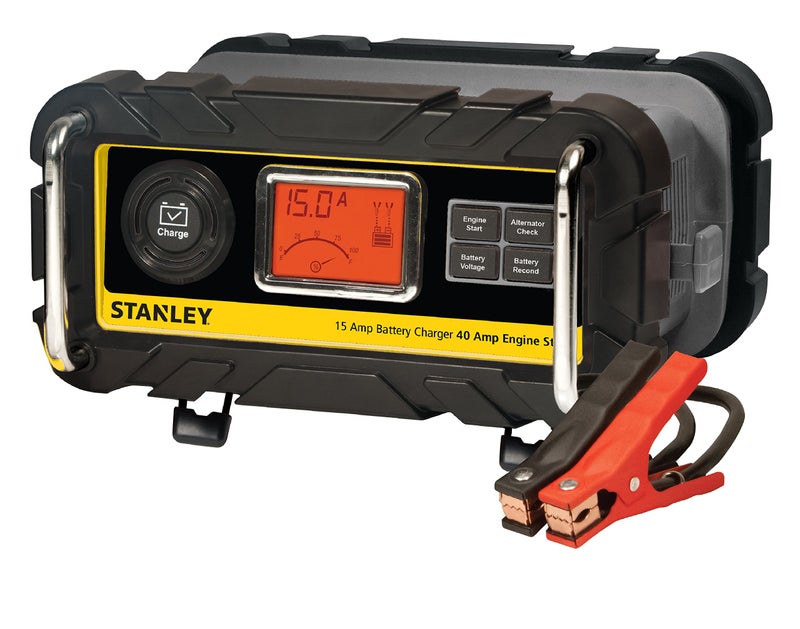 STANLEY BC15BS Fully Automatic 15 Amp 12V Bench Battery Charger/Maintainer with 40A Engine Start, Alternator Check, Cable Clamps - Image 5