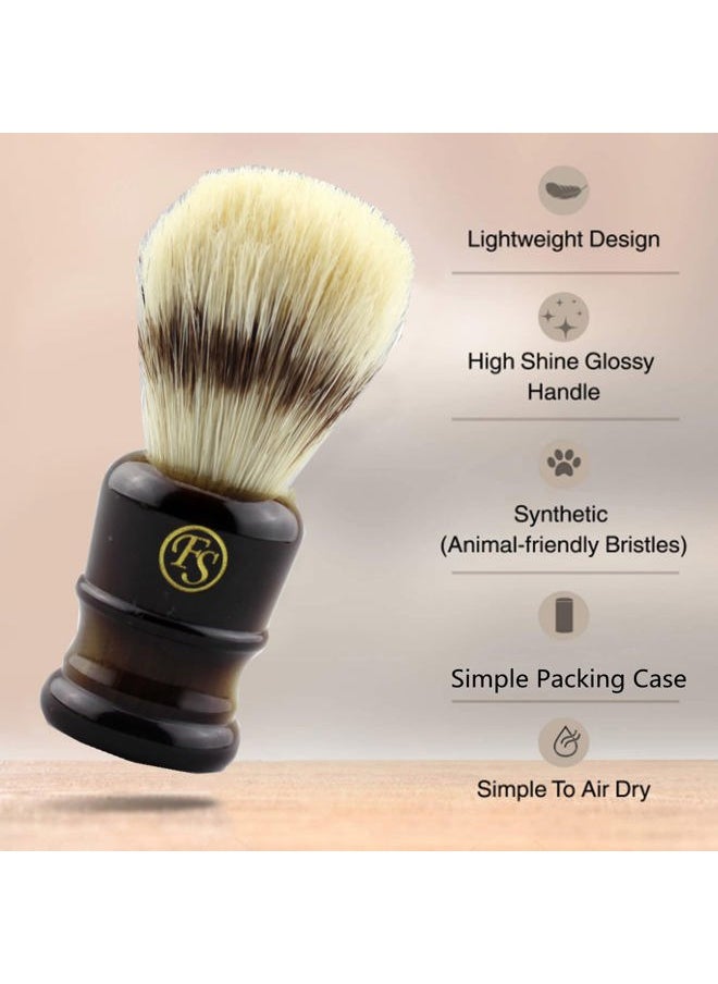 Frank FS shaving - Synthetic Hair Shaving Brush for Men's Personal and Professional Shaving (Dark Horn) - Image 1