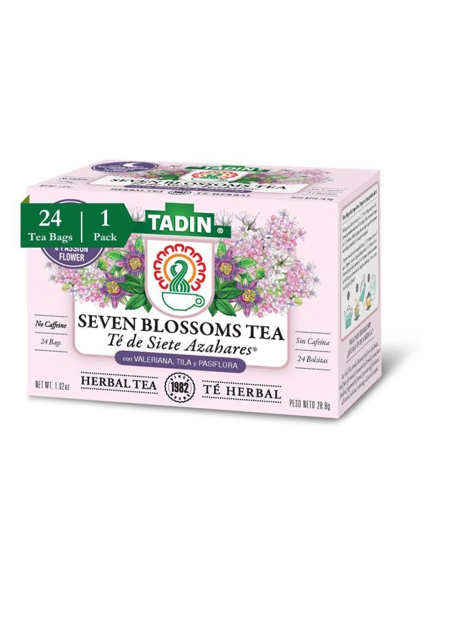 Tadin Seven Blossoms Tea, Herbal Tea, Caffeine Free, 24 Tea Bags Per Box, Pack of 1 - Image 1