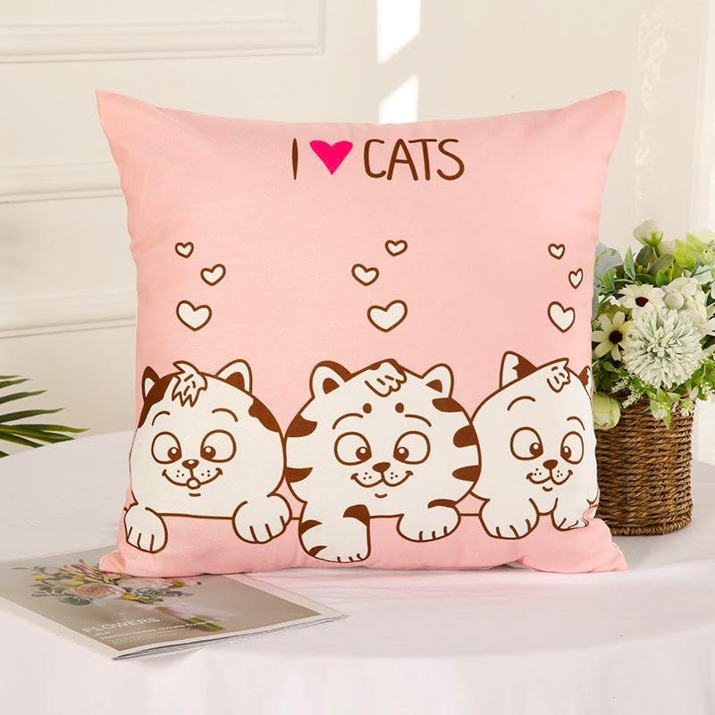 Urvaan Cartoon Animal Printed Velvet Cushion Covers, 16 X 16 Inch, Set of 7, Multicolour - Image 2