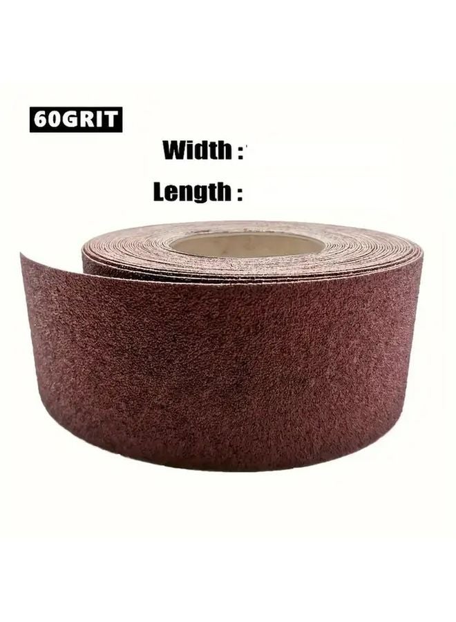 60 حبيبة 236.22 بوصة لفة ورق صنفرة أكسيد الألومنيوم لتلميع الخشب والمعادن والجدران الجافة - Image 1
