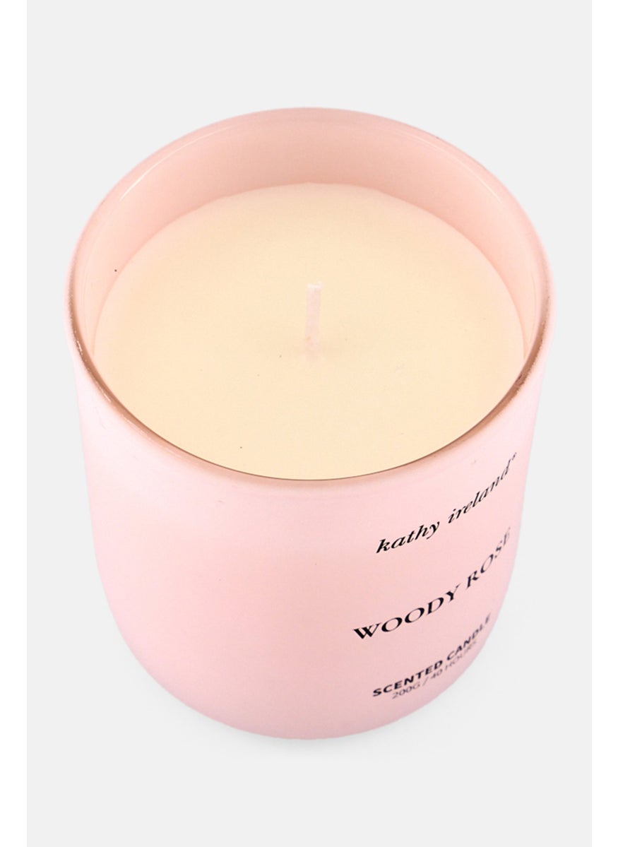 Kathy Ireland Woody Rose Highly Scented Candle 200g, Pink  - Image 4