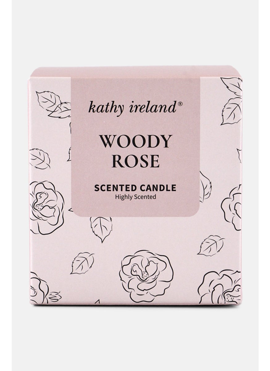 Kathy Ireland Woody Rose Highly Scented Candle 200g, Pink  - Image 2