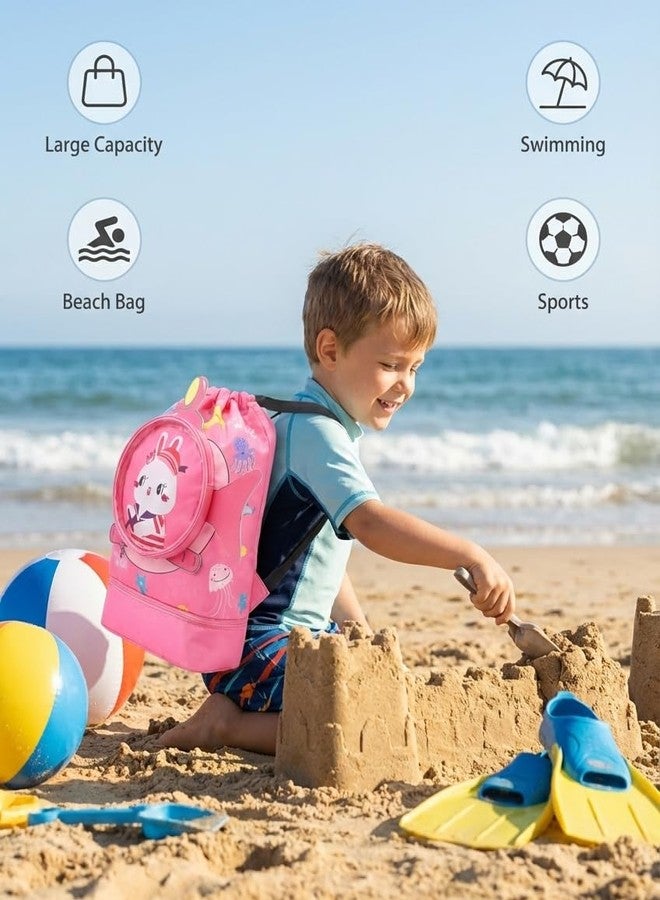 Stylbase Swimming Bag for Kids - Large Capacity Drawstring Backpack with Cartoon Print, Wet & Dry Separation Sports Bag for Boys & Girls, Beach & Swim Bag for Clothes, Goggles & Shoes (Cut Star Fish) - Image 5