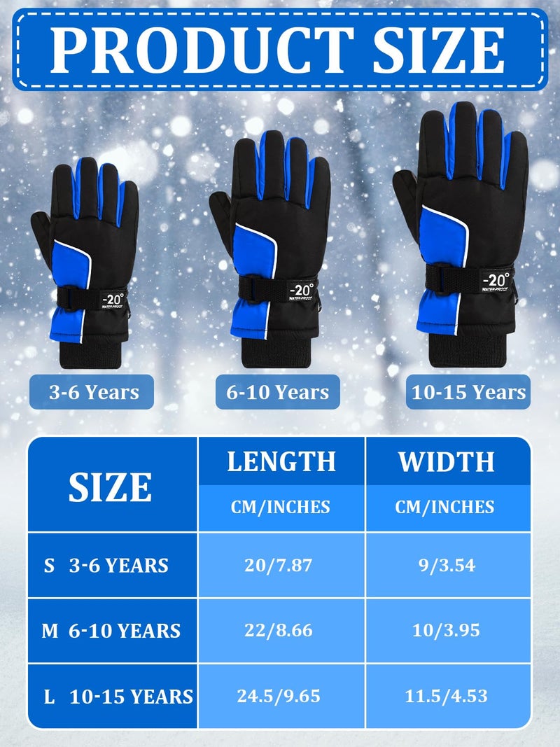 Jansun 3 Pairs Kids Winter Gloves - Snow & Ski Warm Outdoor Windproof Adjustable Toddler Snowboard Gloves for Cold Weather - Boy & Girl Children - Image 3