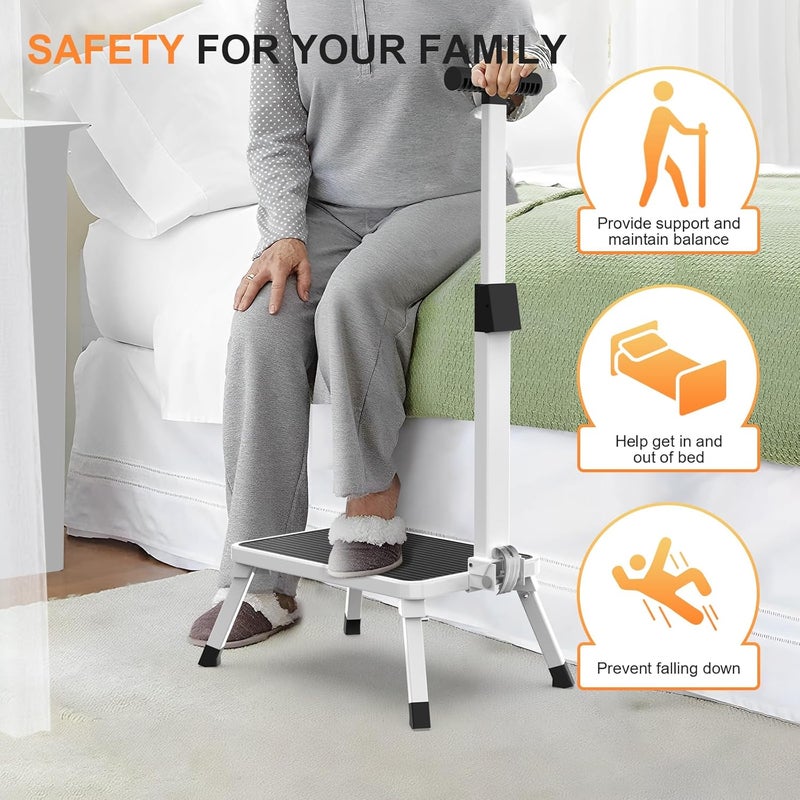 Xtsuen Step Stool with Grab Handle, Step Ladder, Folding Step, Single Step Ladder with Non-Slip Tread for Adults, Elderly and Children in Kitchen, Bathroom and Home, Maximum Load 150 kg - Image 4