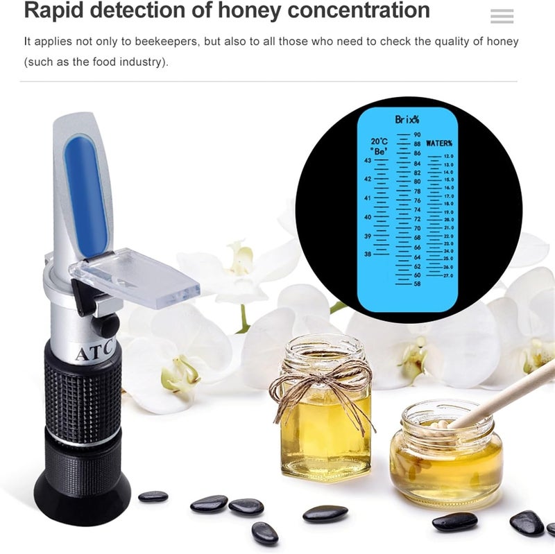 3 in 1 Handheld Honey Refractometer Moisture Baume Scale Range 58-90% Sugar Refraction Tester - Image 2