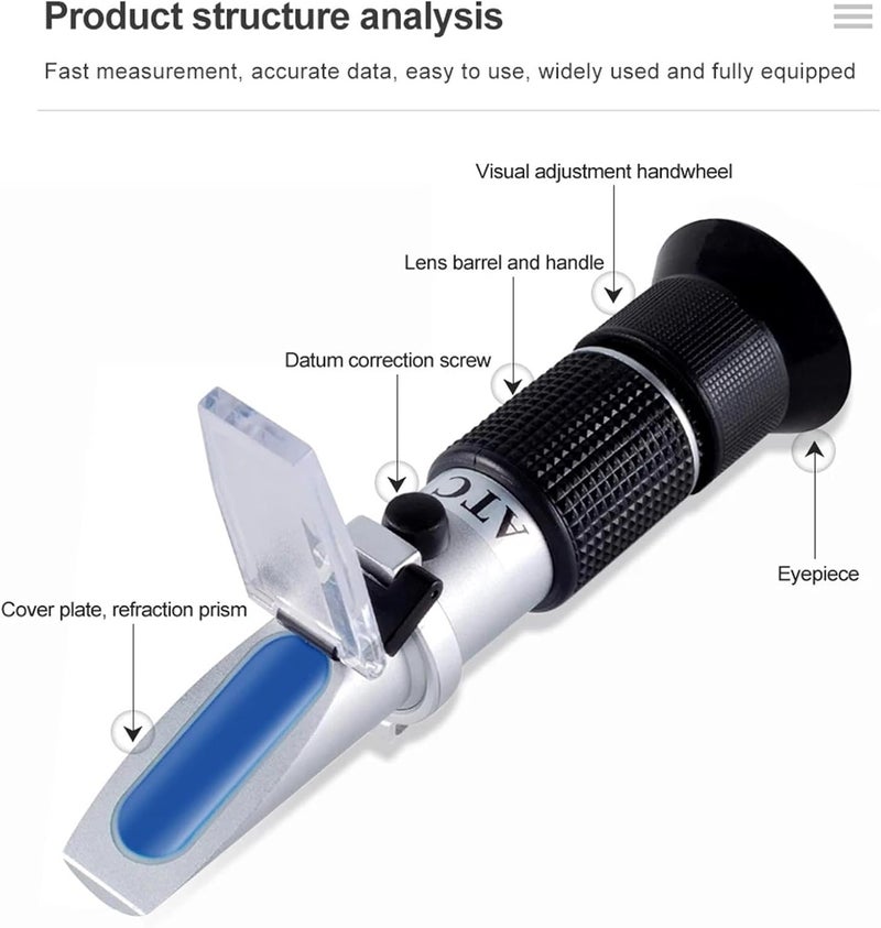 3 in 1 Handheld Honey Refractometer Moisture Baume Scale Range 58-90% Sugar Refraction Tester - Image 3