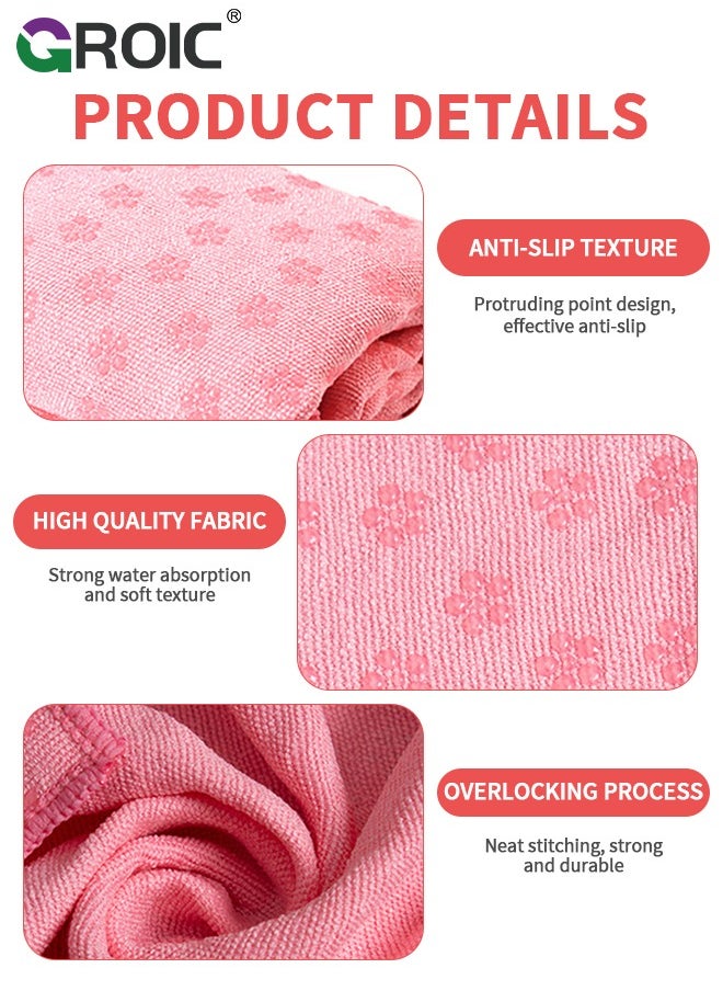 GROIC Yoga Mat Towel, Hot Yoga Mat Towel with Grip Dots Sweat Absorbent Non-Slip for Hot Yoga, Pilates and Workout, Non Slip Sweat Absorbent Hot Yoga Towels with Travel Bag 72" x 24"  - Image 3