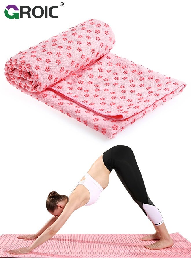 GROIC Yoga Mat Towel, Hot Yoga Mat Towel with Grip Dots Sweat Absorbent Non-Slip for Hot Yoga, Pilates and Workout, Non Slip Sweat Absorbent Hot Yoga Towels with Travel Bag 72" x 24"  - Image 1