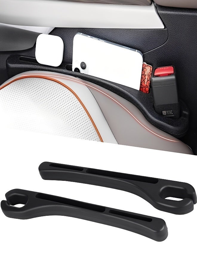 Car Seat Gap Filler 2 Pack Car Gap Filler Prevents Things from Falling Out with Seat Belt Holes Auto Crevice Blockers Fill Gap in Between Seat and Console Universal for Most Cars Trucks and Black - Image 2