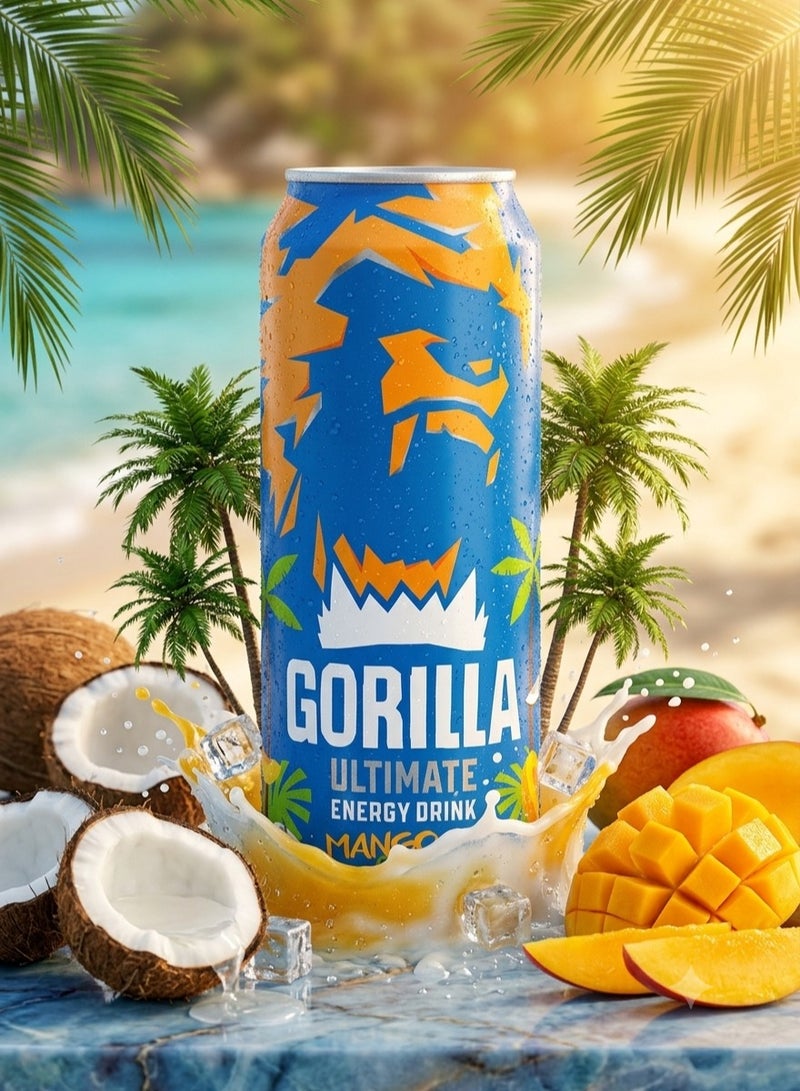 Gorilla Mind Gorilla Ultimate Energy Drink Mango Coconut 250ml x 24 Cans – Tropical Energy Drink with Caffeine, Taurine & B Vitamins - Image 3