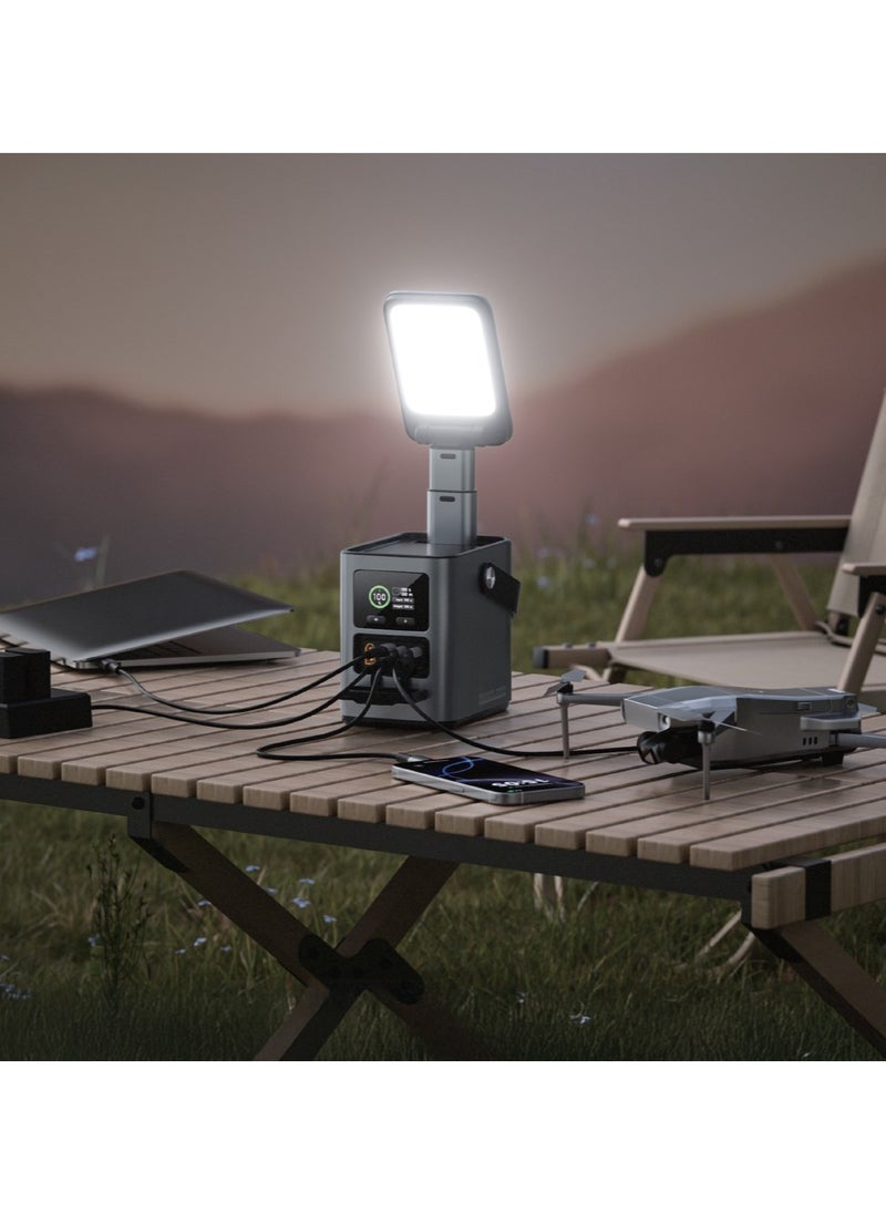 Energy Max Power Station 60000mah 230W with 2-Mode Light / Camping Friendly Energy Station with USB-C & USB-A Ports/ D140W Fast Charge / Solar Input Power Bank - Grey
