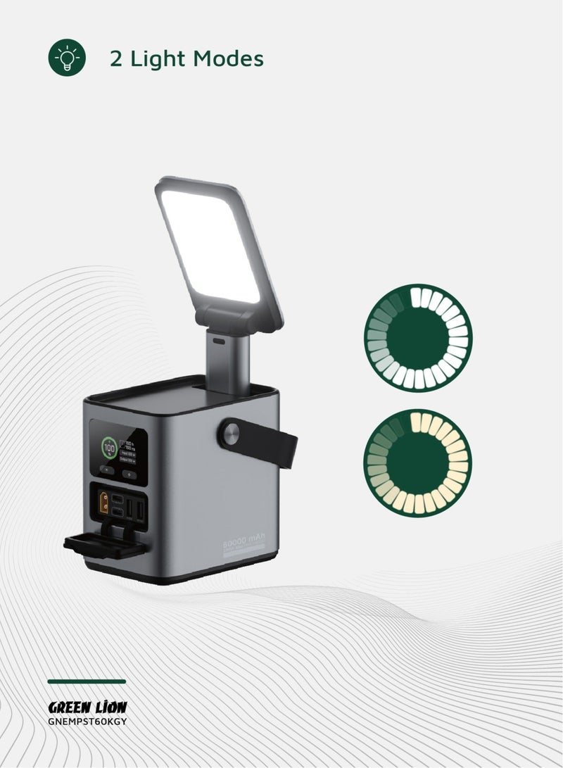 جرين ليون محطة طاقة وبنك طاقة Energy Max بسعة 60000mAh، إخراج 230W، 40 مصباح LED، شحن سريع PD 140W، إدخال طاقة شمسية 100W، 2 منافذ USB-C، 2 منافذ USB-A، مثالي للتخييم والأنشطة الخارجية - Image 4
