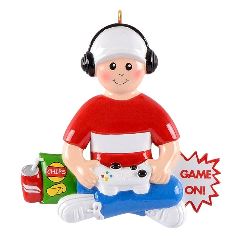 MAXORA Personalized Gamer Boy Christmas Ornament  Video Gamer Hand Controller Gaming Keepsake Gift for Teenage Boy Kids
