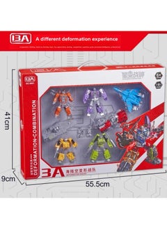 Yuexing Sea, Land And Air Deformation Robot Seven-in-one Aircraft Tank King Kong Can Be Assembled With Children's Boy Toys-Color:(Plastic) Yuexing Sea, Land And Air 7-in -1 Robot [Big Gift Box]]