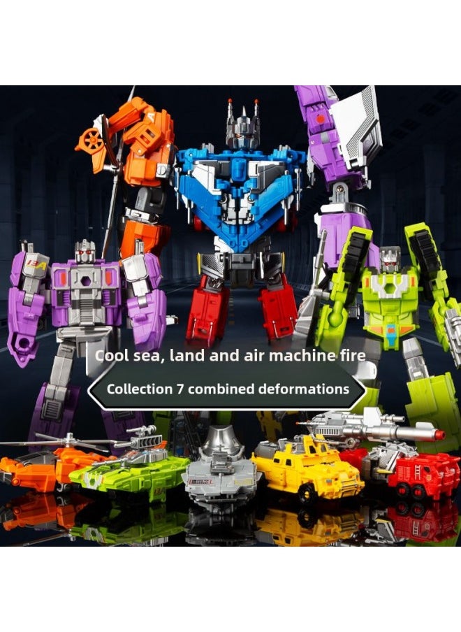 Generic - Yuexing Sea, Land And Air Deformation Robot Seven-in-one Aircraft Tank King Kong Can Be Assembled With Children's Boy Toys-Color:(Plastic) Yuexing Sea, Land And Air 7-in -1 Robot [Big Gift Box]] - Image 1