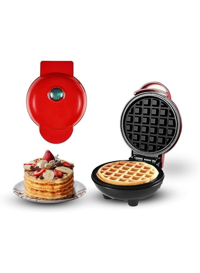 DUNISO Portable Waffle Maker,Multi-purpose Sandwich and Breakfast Maker,Easy to Clean, Non-Stick Surface, Breakfast Machine with Indicator Light (Red) - Image 1