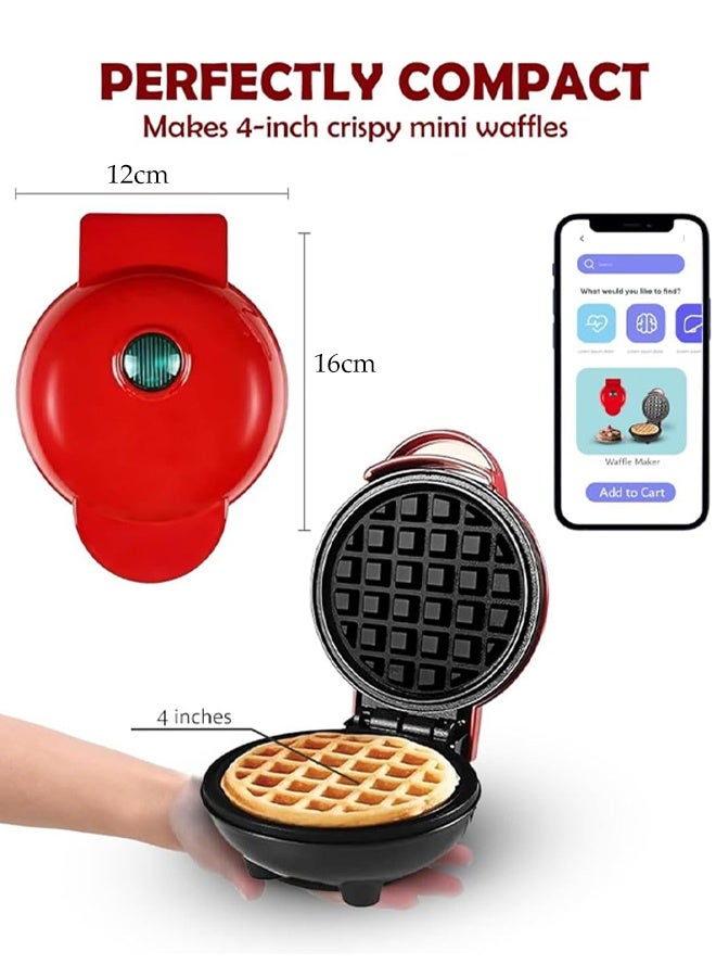 DUNISO Portable Waffle Maker,Multi-purpose Sandwich and Breakfast Maker,Easy to Clean, Non-Stick Surface, Breakfast Machine with Indicator Light (Red) - Image 5