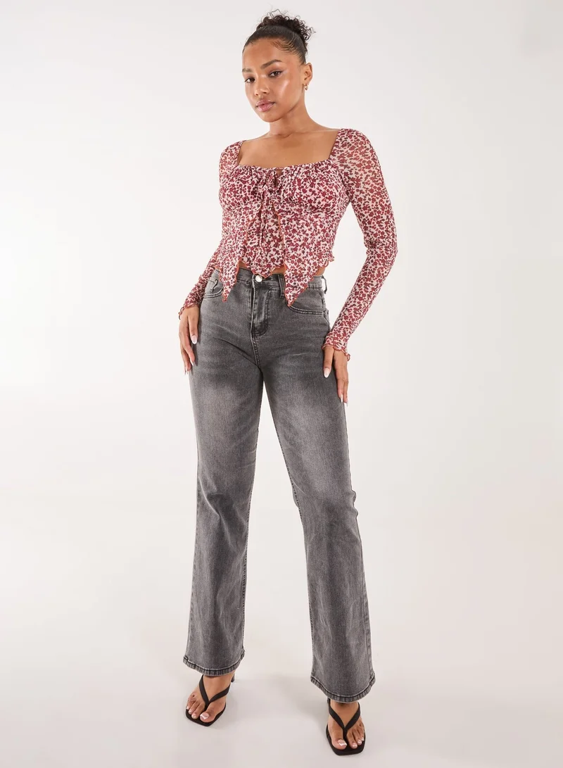 Pink Vanilla  Ditsy Floral Print Long Sleeve Butterfly for Women | Best Price UAE