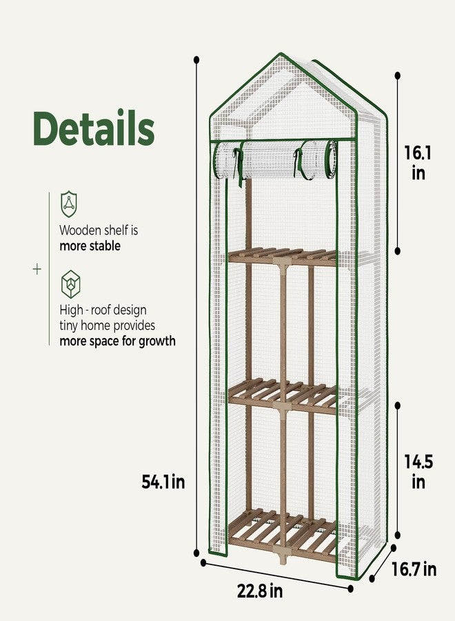 Bamworld Mini Greenhouse for Outdoor 3-Tierd Reusable Portable Warm House with PE Cover Compact Garden and Backyards Portable Rack with Sturdy Eucalyptus Frame Winter-Proof for Plant Protection - Image 2