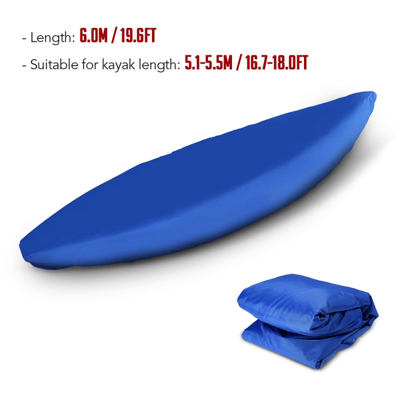 Waterproof Kayak Cover: 6.0m Blue - UV Waterproof Anti-Dust Adjustable Roll Clip Closure Storage Cover for Beach Backyard Kayak Protection - Image 2