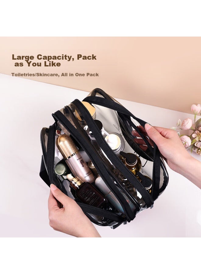 ETRAVEL Etravel Toiletry Bag Makeup Bag, Travel Business Trip Convenient Storage Bag, Double-layer Large Capacity Waterproof Wet And Dry Separation For Men, Gray Transparent  - Image 4