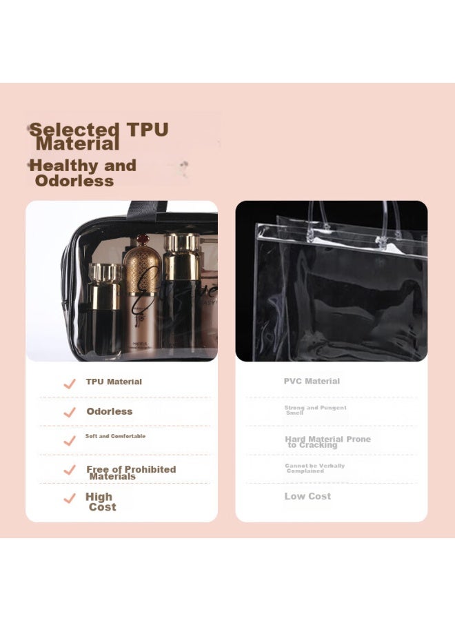 ETRAVEL Etravel Toiletry Bag Makeup Bag, Travel Business Trip Convenient Storage Bag, Double-layer Large Capacity Waterproof Wet And Dry Separation For Men, Gray Transparent  - Image 2