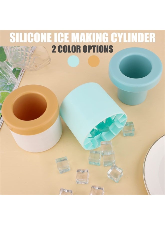 SAVITA 2pcs Cylinder Ice Cube Mold, Silicone Ice Bucket with Lid Ice Maker Cup for Freezer Easy to Release Suitable for Outdoor Mini Refrigerator Car Refrigerator Household Refrigerator