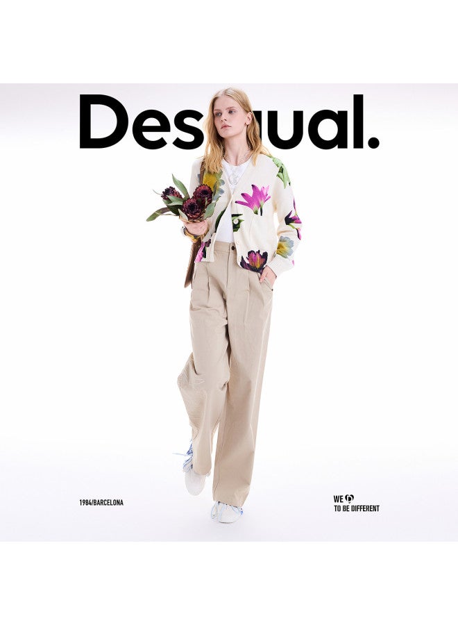 DESIGUAL Autumn And Winter Loose Digital Floral Print V-Neck Short Cardigan Women'S Outerwear - Image 3
