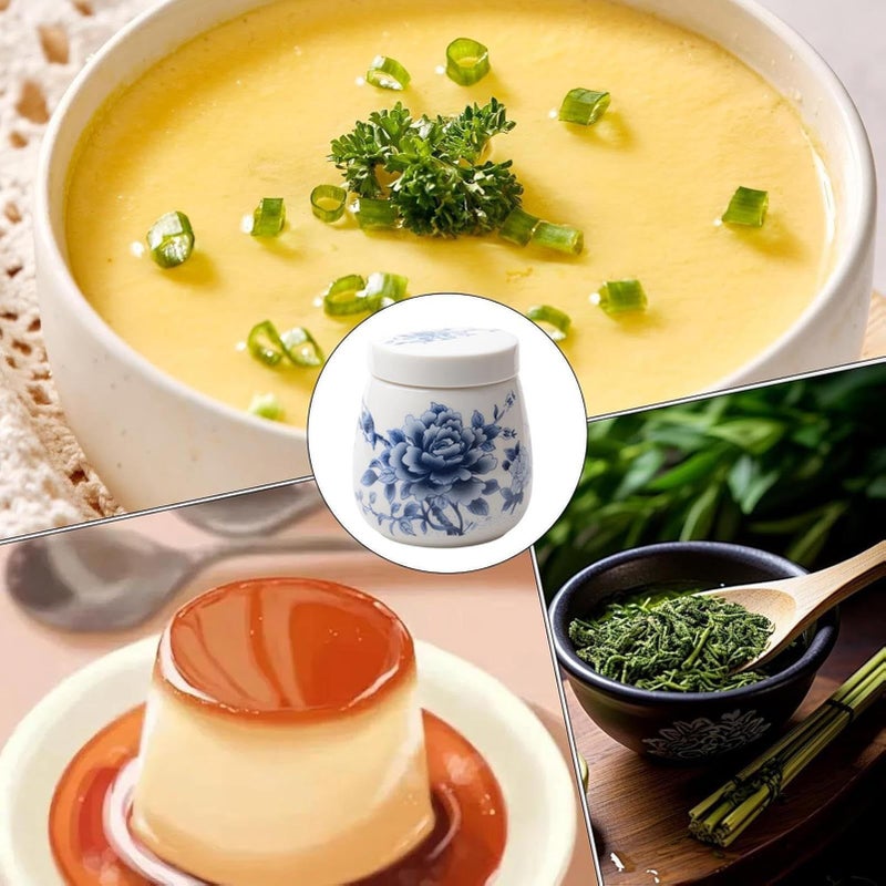 Pastel Peony Ceramic Poached Egg Cups With Lid 220ml For Steamed Eggs And Desserts - Image 5