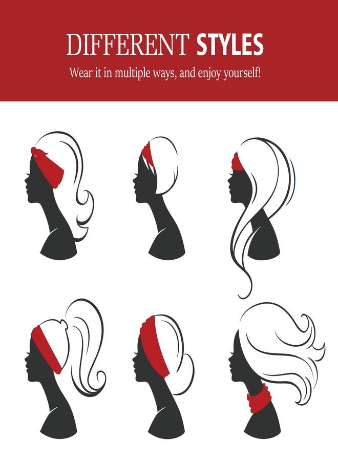 موكو عصابة رأس رياضية متعددة الاستخدامات وخفيفة الوزن من موكو، غطاء رأس متعدد الاستخدامات يسمح بمرور الهواء ويمتص العرق، عصابة رأس مرنة معقودة، غطاء رأس ناعم على شكل عمامة، للتمارين الرياضية والجري واليوغا واللياقة البدنية والاستخدام اليومي - أسود وأحمر - Image 4