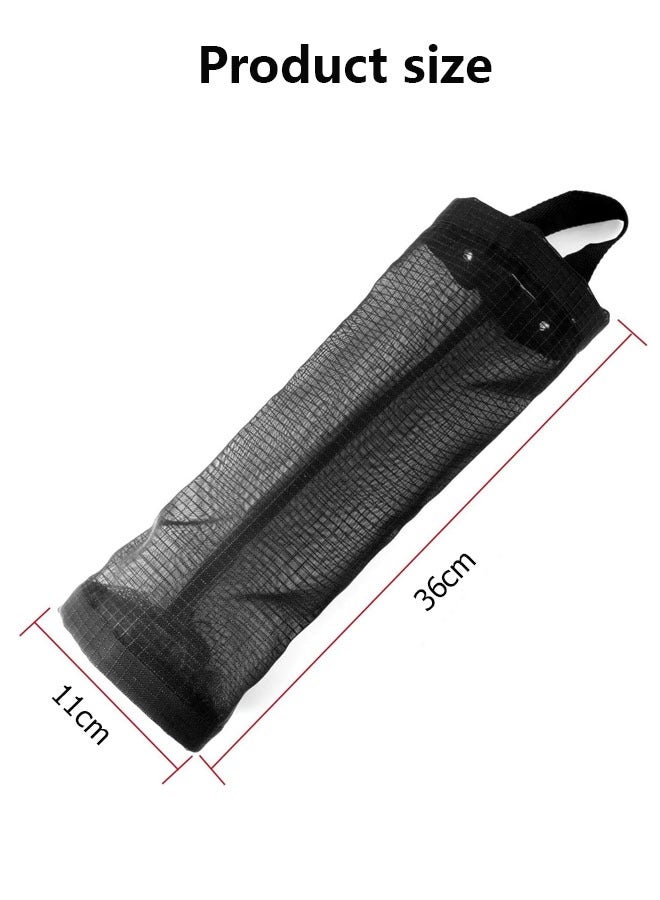 Kitchen Plastic Mesh Garbage Bag Organizer Dispenser  Holder Trash Bag Storage . Large Size Wall Trash Bag Kitchen Household Storage Bag Garbage Bag .Storage Holder plastic Bag Recycling Containers Plastic Waste Bag Storage for Kitchen Withnot Adhesive wall hooks 2/4PCS (Black)  - Image 2