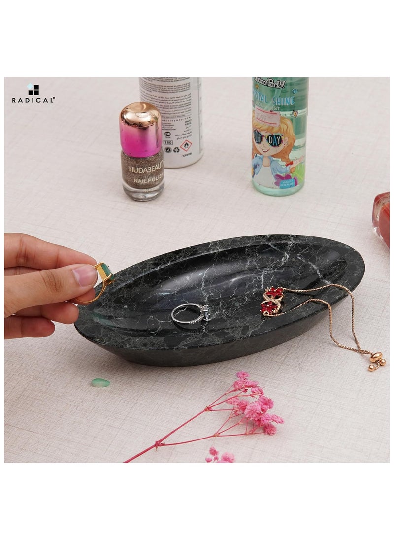 RADICALn - Radicaln Jewelry Tray Black Handmade Marble Earring Holder Organizer - Perfume Tray Storage Container - Trinket Dish for Bathroom Décor & Jewelry Holder - Image 1