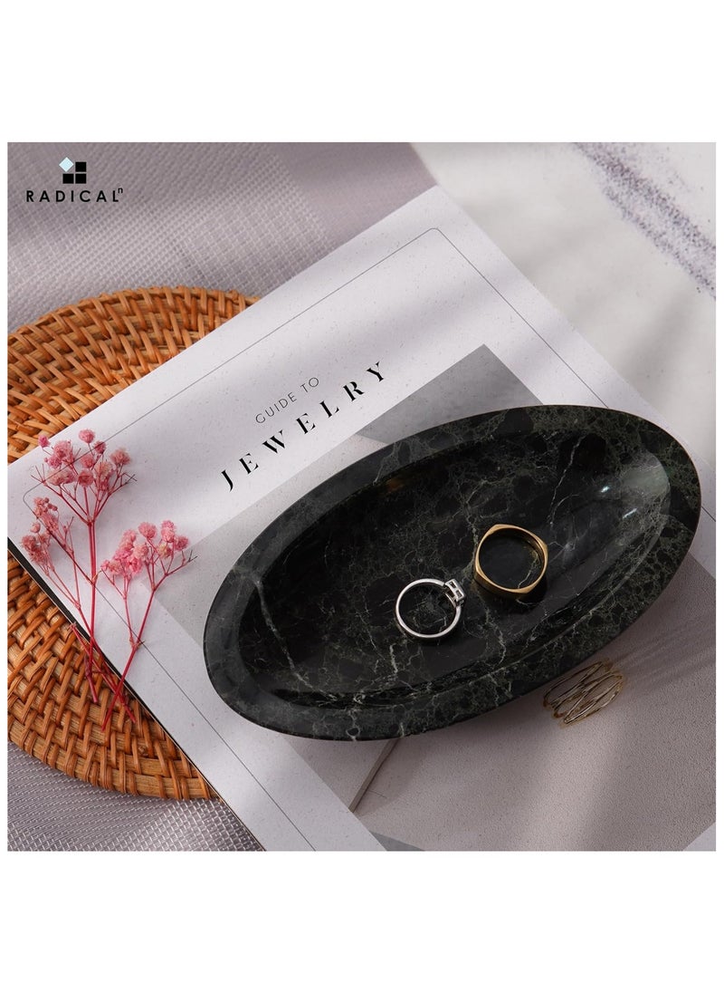 RADICALn - Radicaln Jewelry Tray Black Handmade Marble Earring Holder Organizer - Perfume Tray Storage Container - Trinket Dish for Bathroom Décor & Jewelry Holder - Image 1
