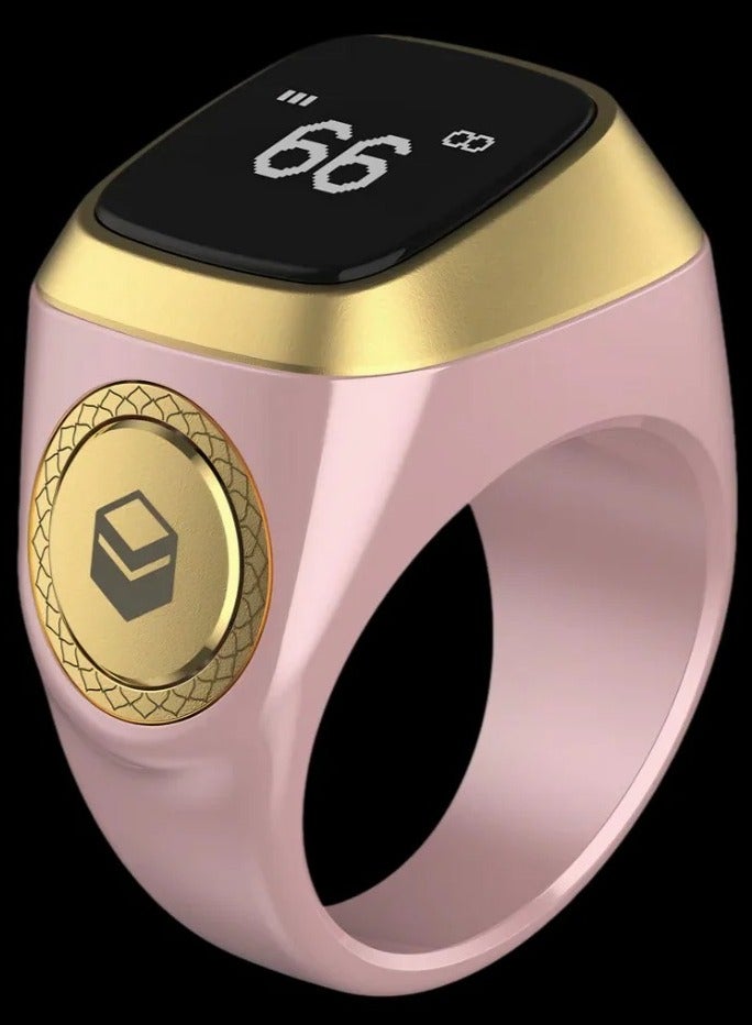 22 ملم خاتم زكر ذكي مع تذكير الاهتزاز وعداد التسبيح واتصال البلوتوث لتطبيق IQIBLA الحصري و 5 تذكيرات الصلاة اليومية لون وردي - Image 1