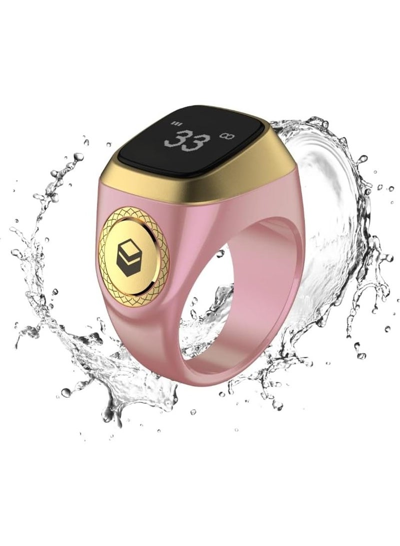 22 ملم خاتم زكر ذكي مع تذكير الاهتزاز وعداد التسبيح واتصال البلوتوث لتطبيق IQIBLA الحصري و 5 تذكيرات الصلاة اليومية لون وردي - Image 2