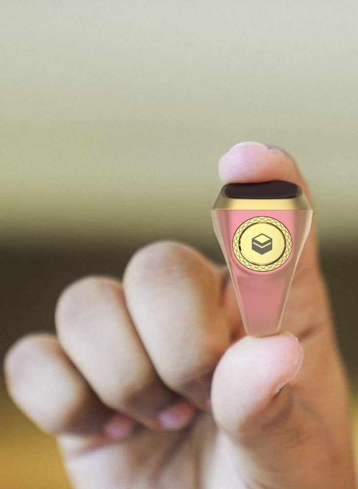 22 ملم خاتم زكر ذكي مع تذكير الاهتزاز وعداد التسبيح واتصال البلوتوث لتطبيق IQIBLA الحصري و 5 تذكيرات الصلاة اليومية لون وردي - Image 5