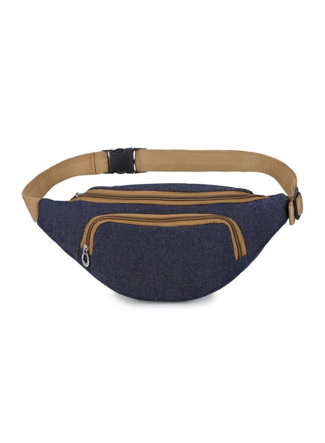 K London Stylish Denim Blue Waist Bag Elegant Style Travel Pouch Passport Holder with Adjustable Strap(2146_Denim_Blue) - Image 1