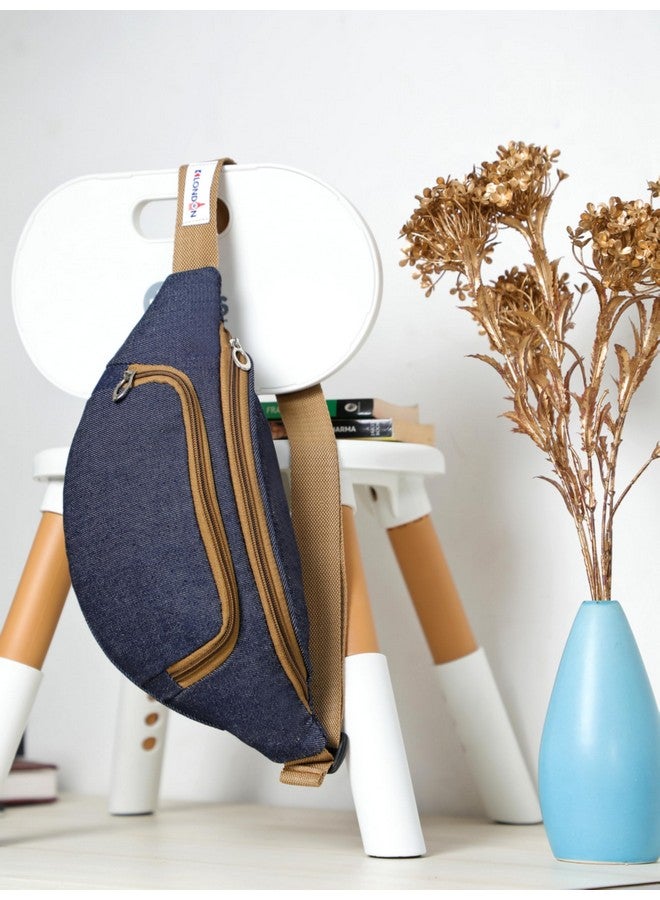 K London Stylish Denim Blue Waist Bag Elegant Style Travel Pouch Passport Holder with Adjustable Strap(2146_Denim_Blue) - Image 2