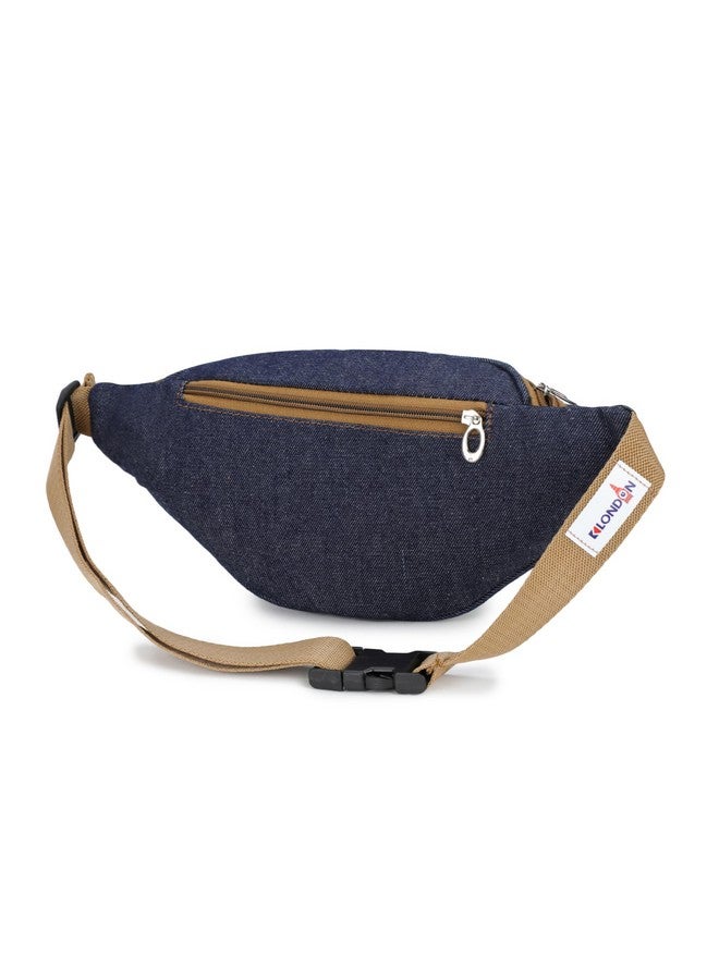 K London Stylish Denim Blue Waist Bag Elegant Style Travel Pouch Passport Holder with Adjustable Strap(2146_Denim_Blue) - Image 5