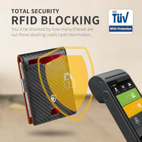 RUNBOX محفظة رن بوكس للرجال نحيفة مع مشبك نقود وحماية من RFID، حافظة بطاقات ائتمان قابلة للطي للرجال مع علبة هدايا - Image 4
