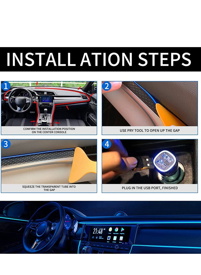 Loquat EL Wire Car LED Interior Strip Light, USB Neon Wire Lights Glowing Electroluminescent Wire Ambient Lighting Kit for Car Decorations Interior (5M/16.5FT) - Image 4