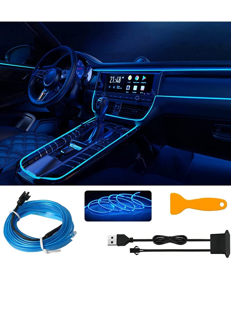 Loquat EL Wire Car LED Interior Strip Light, USB Neon Wire Lights Glowing Electroluminescent Wire Ambient Lighting Kit for Car Decorations Interior (5M/16.5FT) - Image 1