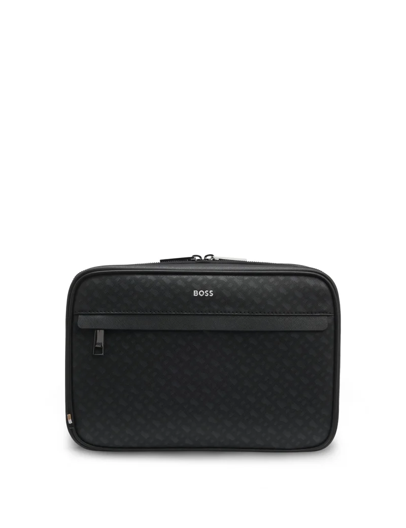 BOSS Monogram washbag with foil-embossed logo